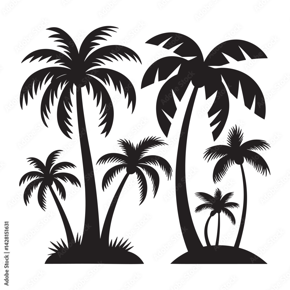 Obraz premium Palm tree, Palm Tree Silhouette Design Vector, 