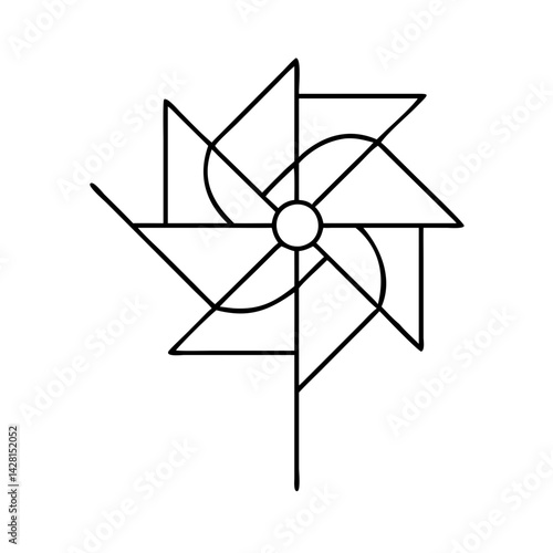 flag pinwheel icon, flag pinwheel line art - simple line art of flag pinwheel, perfect for flag pinwheel logos and icons