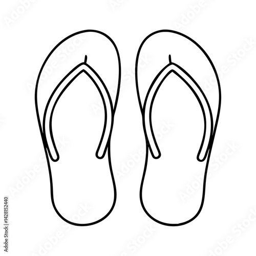 flip flops icon, flip flops line art - simple line art of flip flops, perfect for flip flops logos and icons