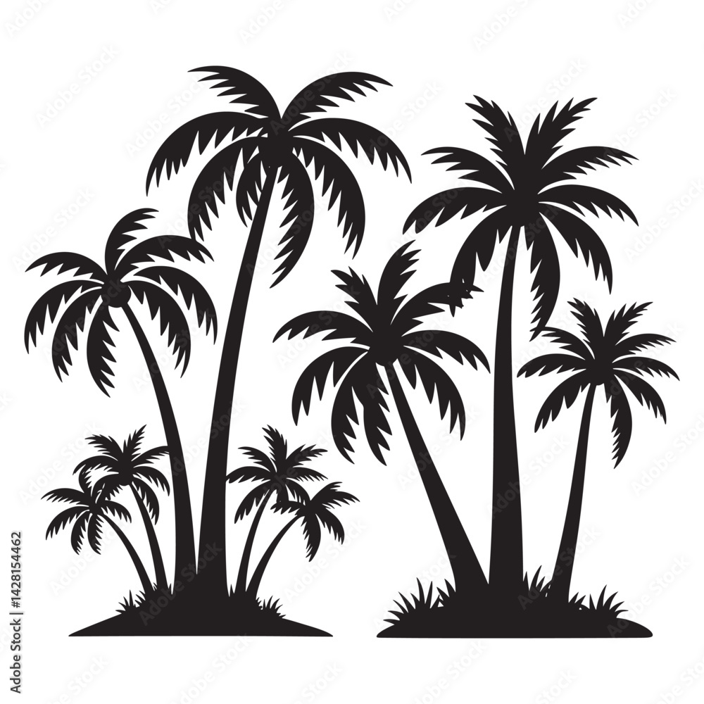 Palm tree, Palm Tree Silhouette Design Vector, Palm tree, Palm Tree Silhouette Design Vector,