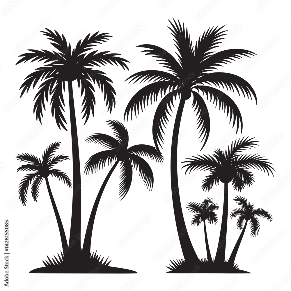 Obraz premium Palm tree, Palm Tree Silhouette Design Vector, 