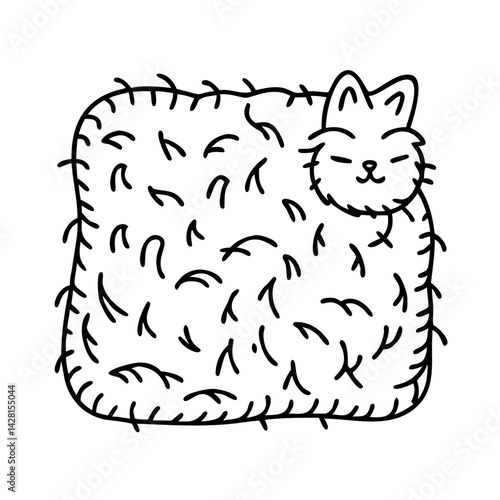 furry blanket with cat fur icon, furry blanket with cat fur line art - simple line art of furry blanket with cat fur, perfect for furry blanket with cat fur logos and icons