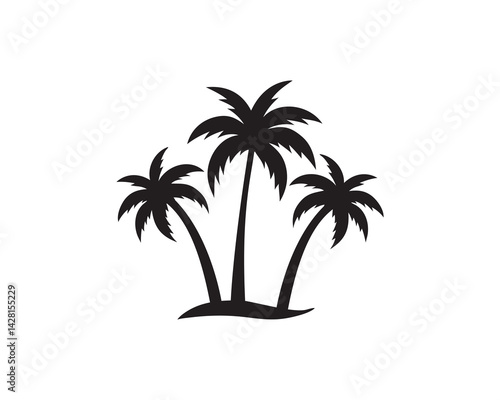 Tropical palm trees icon. Coconut tree silhouette. Summer and beach concept isolated on white background
