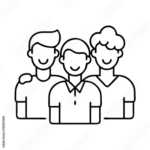 group of friends icon, group of friends line art - simple line art of group of friends, perfect for group of friends logos and icons