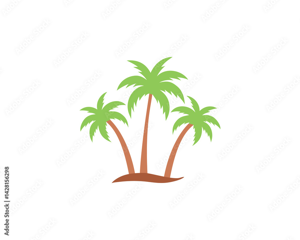 Obraz premium Tropical palm trees icon. Coconut tree silhouette. Summer and beach concept isolated on white background