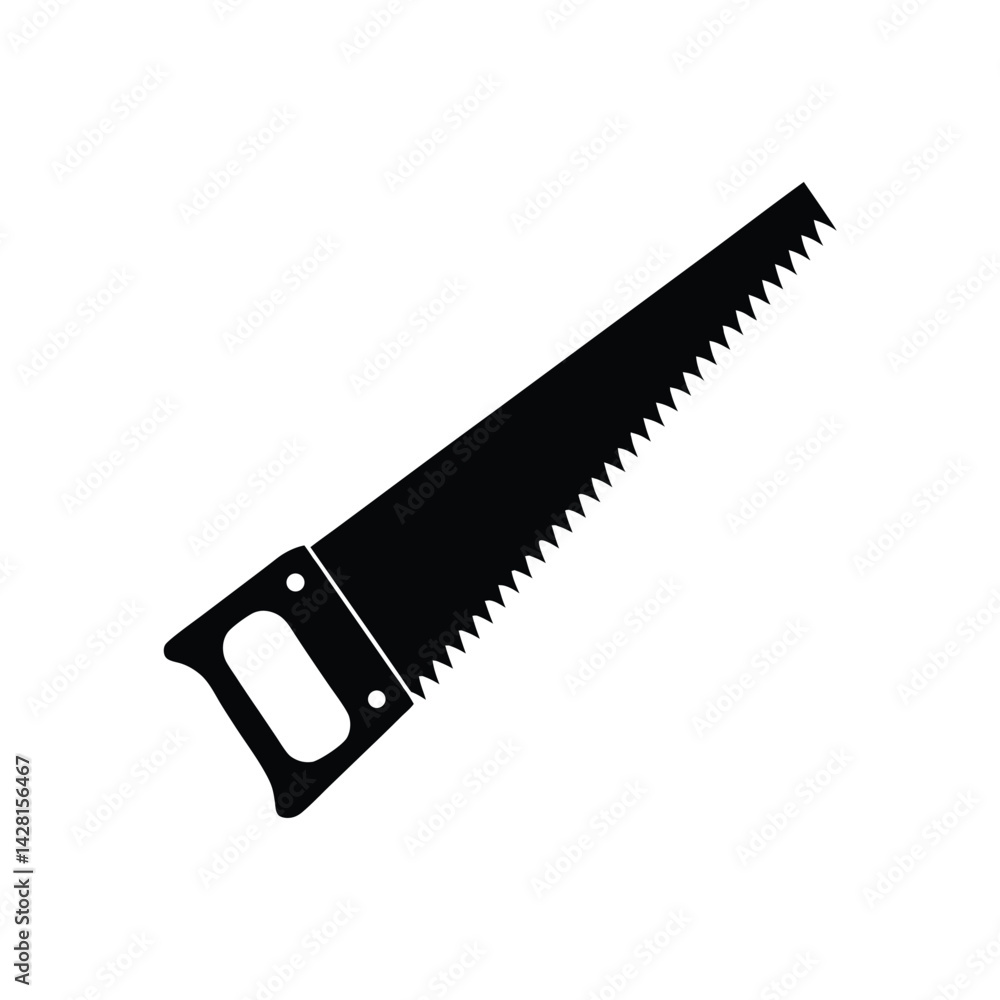 Silhouette of a hand saw vector on a white background Silhouette of a hand saw vector on a white background