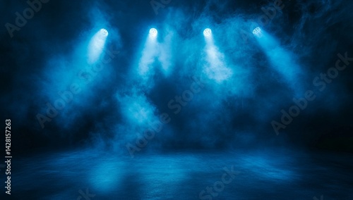 Wallpaper Mural Blue stage lights, smoky, dark, empty space Torontodigital.ca