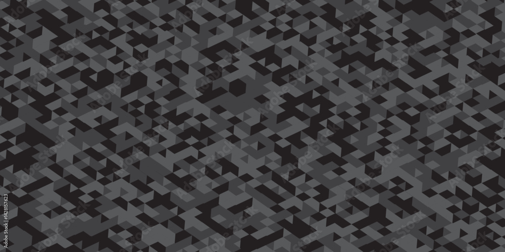 Abstract geometric black and gray background. Triangle shape retro wall grid pattern geometric ornament tile vector square element. seamless mosaic and low polygon triangle texture wallpaper. Abstract geometric black and gray background. Triangle shape retro wall grid pattern geometric ornament tile vector square element. seamless mosaic and low polygon triangle texture wallpaper.