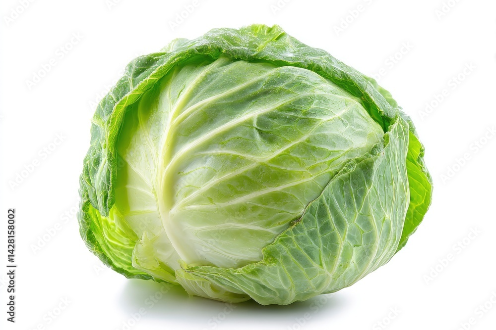 Fresh Green Cabbage Isolated on White Background Fresh Green Cabbage Isolated on White Background