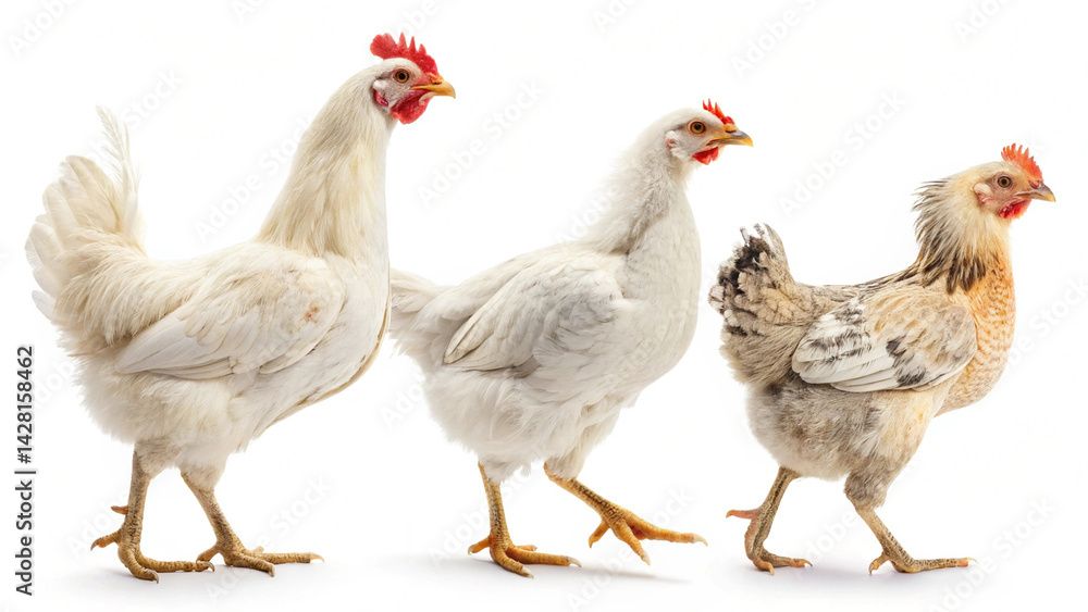 Fototapeta premium Plain White Background Chicken 