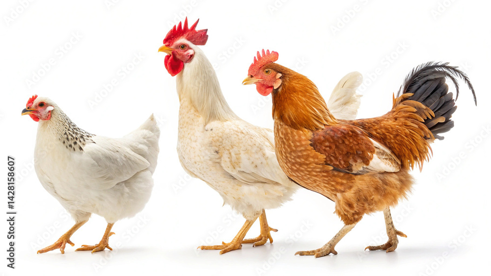 Fototapeta premium Plain White Background Chicken 