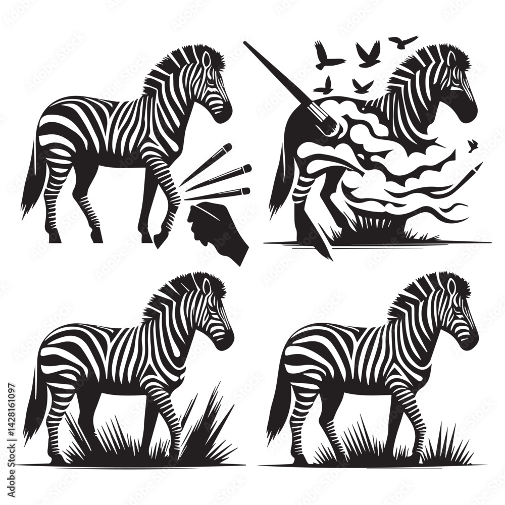 Obraz premium create zebra Silhouette with white background