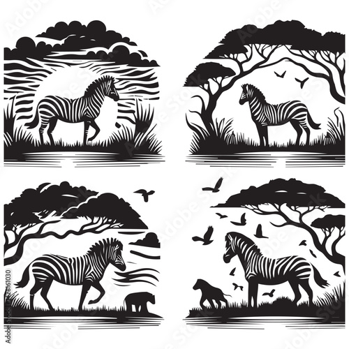 create zebra Silhouette with white background