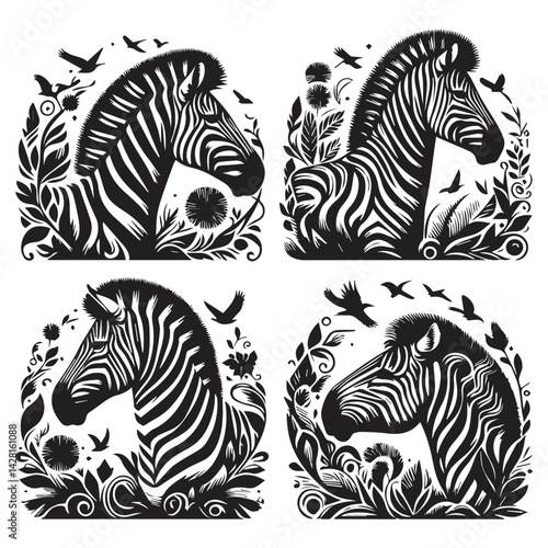 create zebra Silhouette with white background