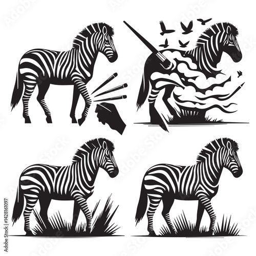 create zebra Silhouette with white background
