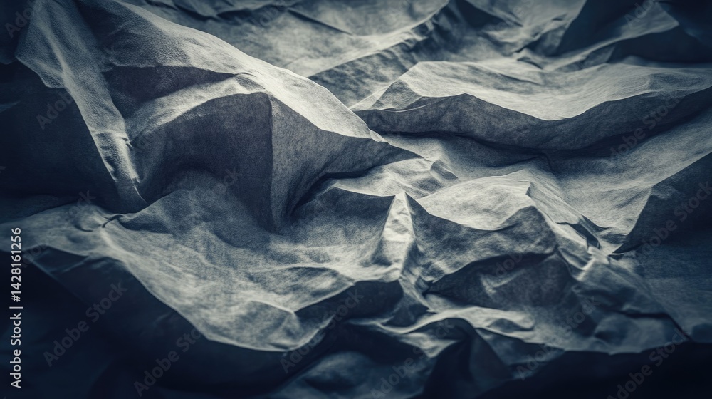 Naklejka premium Close-up view of crumpled, textured gray paper.