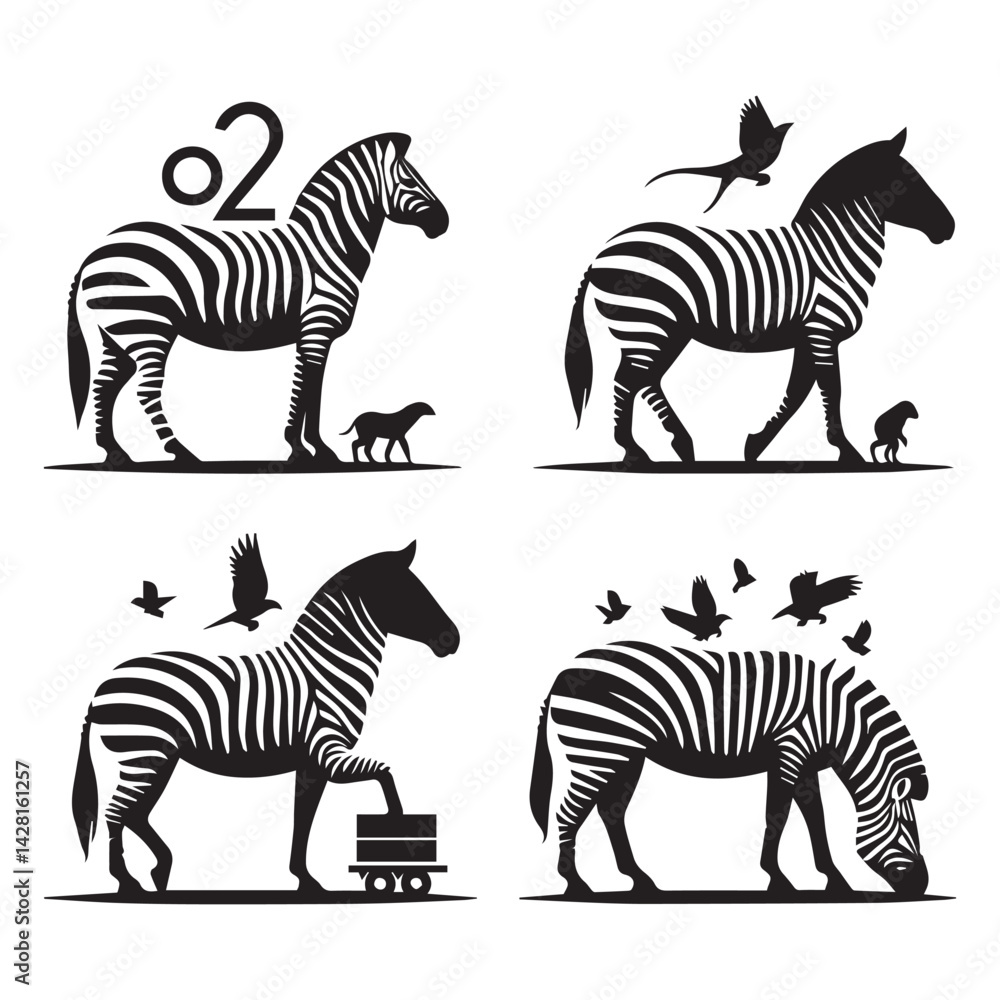 Obraz premium create zebra Silhouette with white background