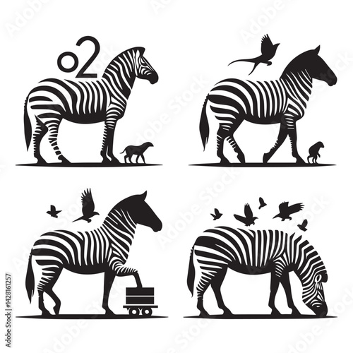 create zebra Silhouette with white background