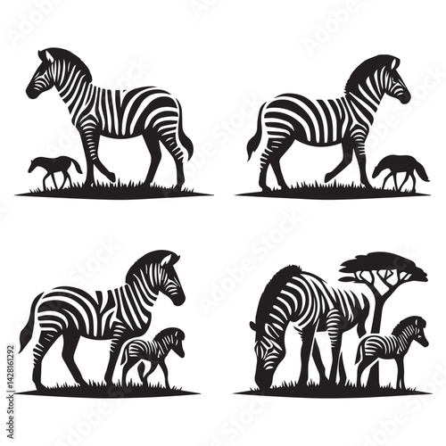 create zebra Silhouette with white background