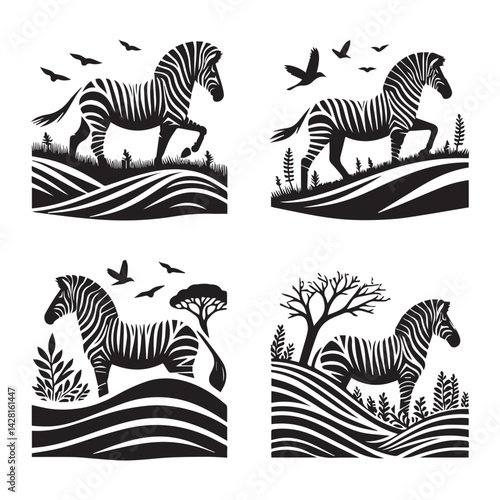 create zebra Silhouette with white background