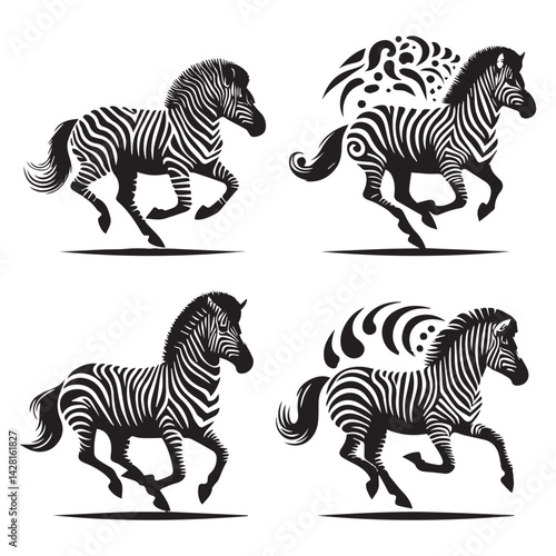 create zebra Silhouette with white background