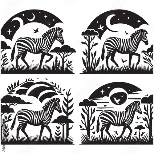 create zebra Silhouette with white background