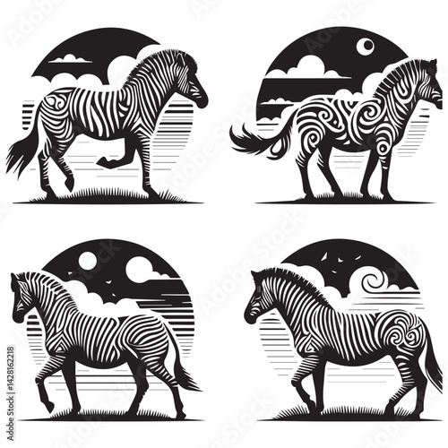 create zebra Silhouette with white background