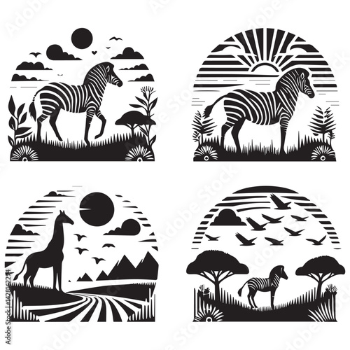 create zebra Silhouette with white background