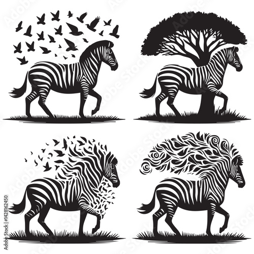 create zebra Silhouette with white background
