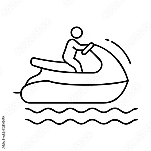 jet ski icon, jet ski line art - simple line art of jet ski, perfect for jet ski logos and icons