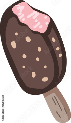 Chocolate covered ice cream popsicle