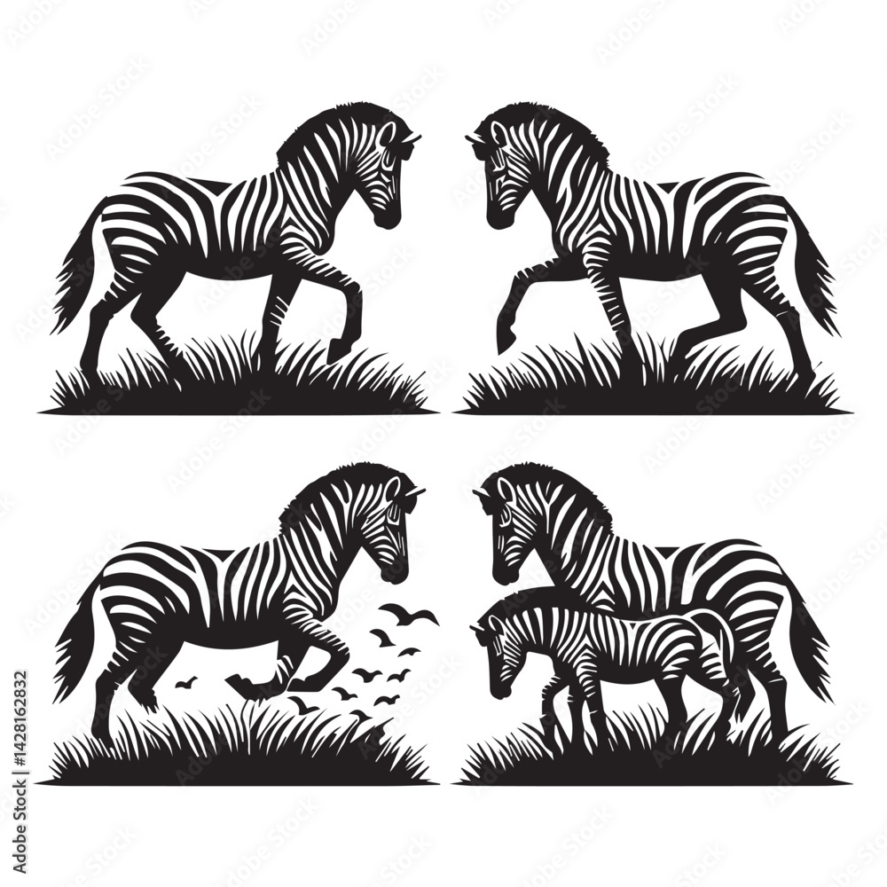 Obraz premium create zebra Silhouette with white background