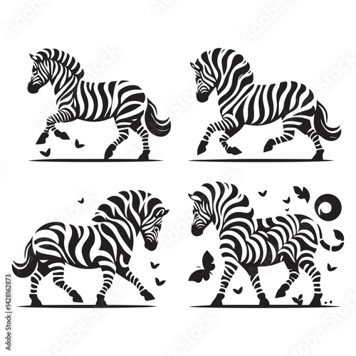 create zebra Silhouette with white background