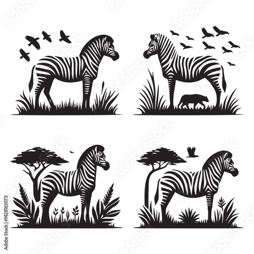 create zebra Silhouette with white background
