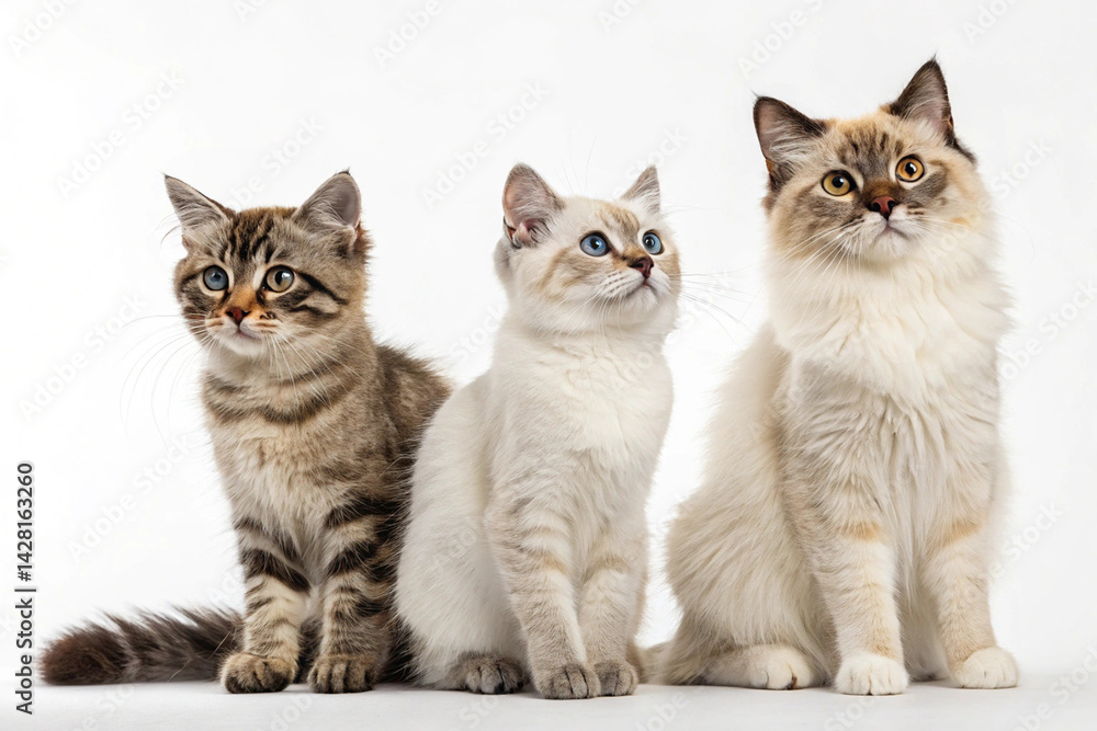 Fototapeta premium Adorable Kitten on White Background 