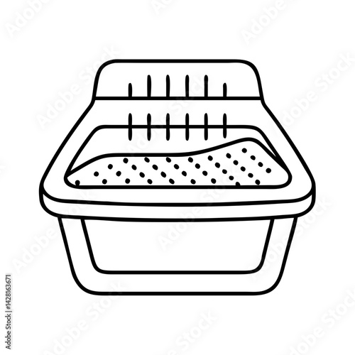 kitty litter box icon, kitty litter box line art - simple line art of kitty litter box, perfect for kitty litter box logos and icons