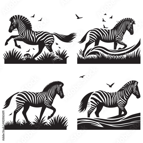 create zebra Silhouette with white background