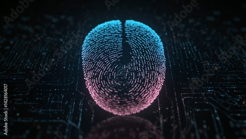 Digital fingerprint scan glowing above a flat surface. Represents biometrics, identity, and security. Very light tone and clean contrast. Copy space.