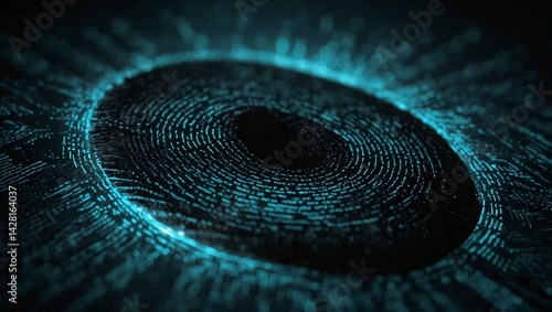 Digital fingerprint scan glowing above a flat surface. Represents biometrics, identity, and security. Very light tone and clean contrast. Copy space.