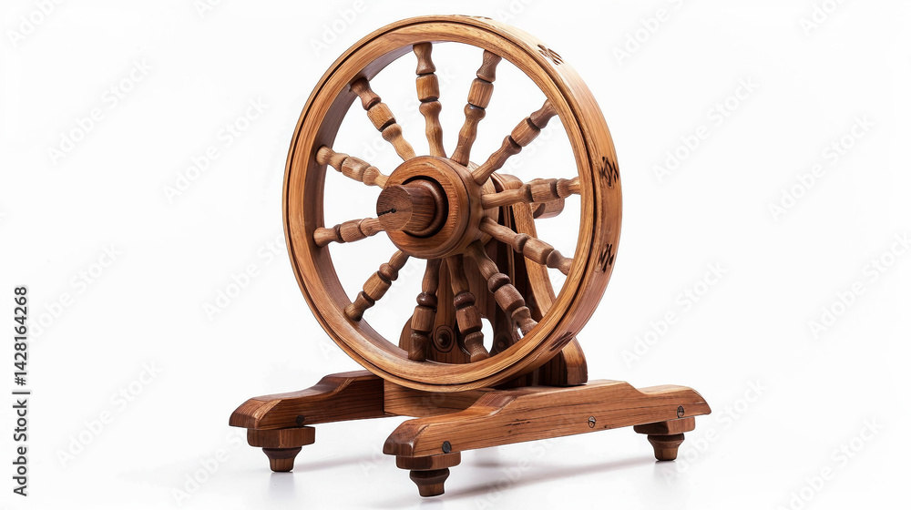 Obraz premium Elegant Antique Spinning Wheel Toy on white background.PNG