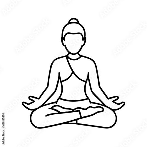 lotus pose padmasana icon, lotus pose padmasana line art - simple line art of lotus pose padmasana, perfect for lotus pose padmasana logos and icons