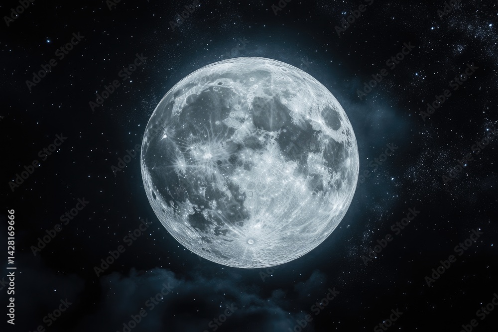 Full Moon in Starry Night Sky Full Moon in Starry Night Sky