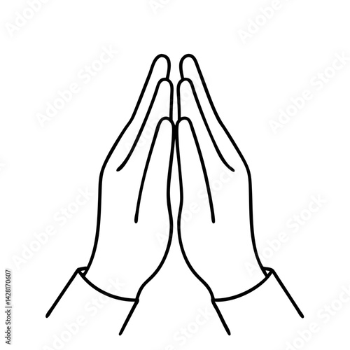 namaste hands icon, namaste hands line art - simple line art of namaste hands, perfect for namaste hands logos and icons