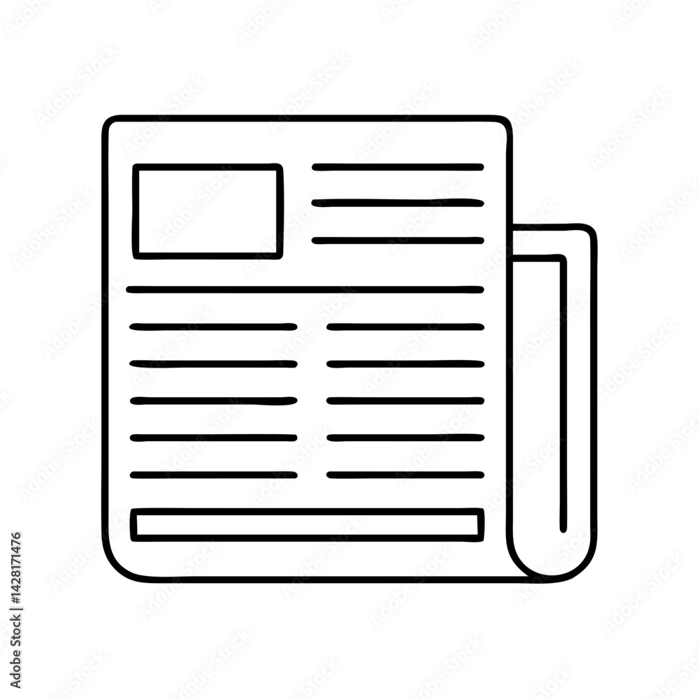 Fototapeta premium newspaper icon, newspaper line art - simple line art of newspaper, perfect for newspaper logos and icons