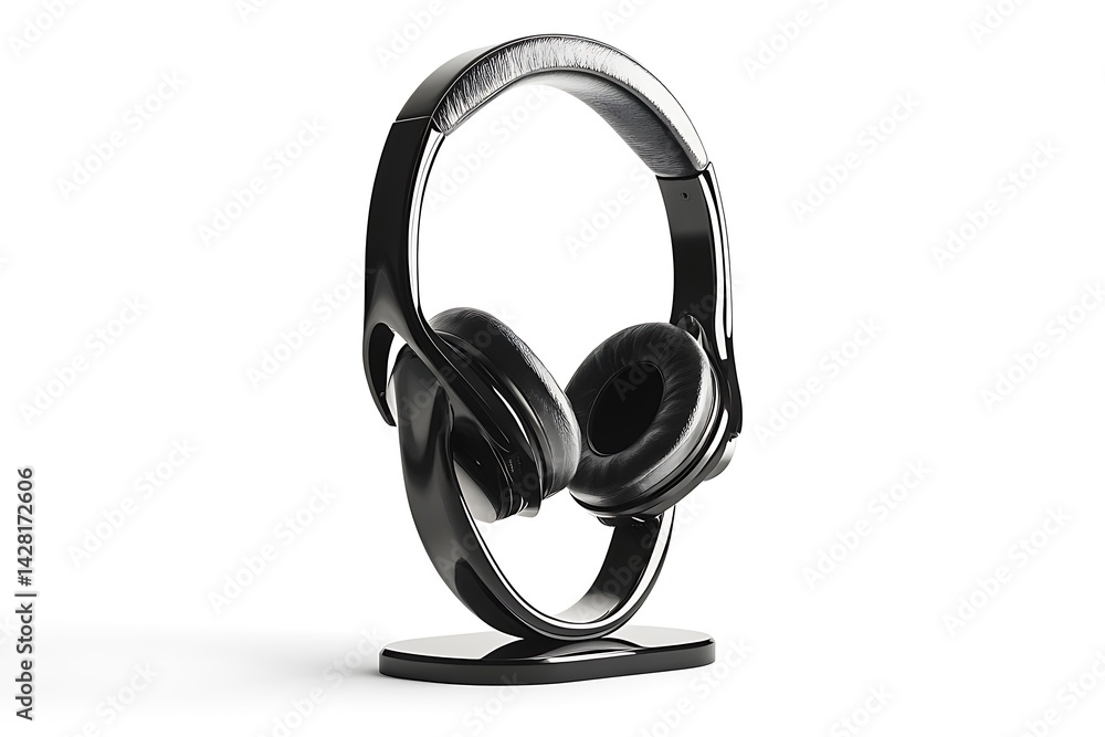 Modern 3D Headphone Stand with Curved Base for Elegant Desk Organization Modern 3D Headphone Stand with Curved Base for Elegant Desk Organization