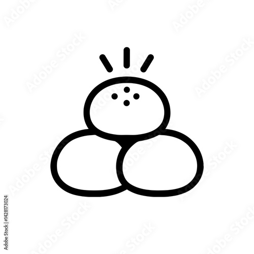Black and white icon of traditional Japanese dango sweet with simple outline and minimal design