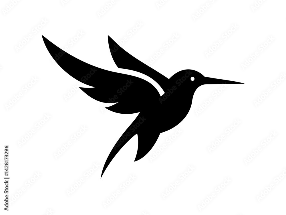 Fototapeta premium Solid Black Background for Design Purposes . A completely black image ideal for showcasing graphic elements, text overlays, or as a backdrop for presentations or websites of humming bird logo design .