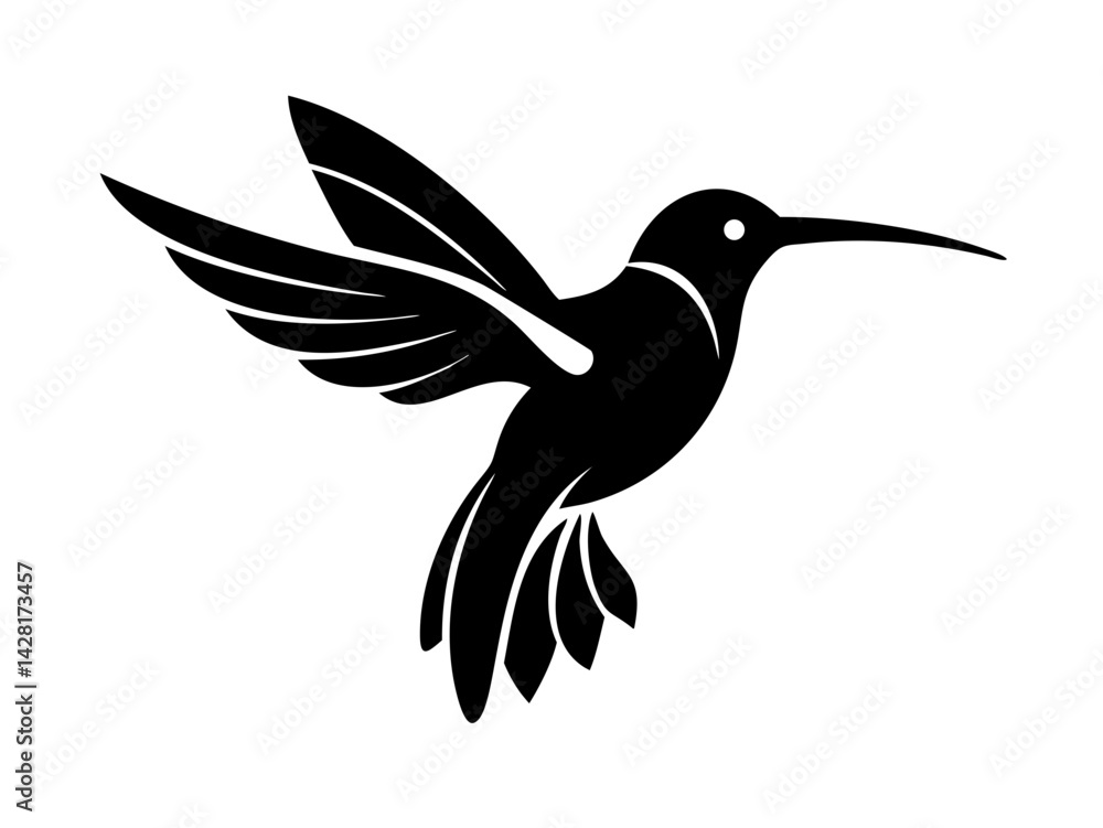 Fototapeta premium Solid Black Background for Design Purposes . A completely black image ideal for showcasing graphic elements, text overlays, or as a backdrop for presentations or websites of humming bird logo design .
