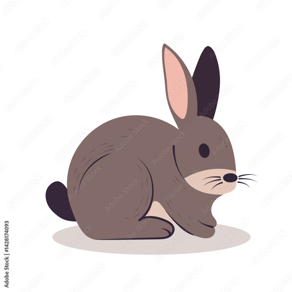 Obraz premium Wild rabbit. Gray hare, forest mammal with long ears and fluffy tail.