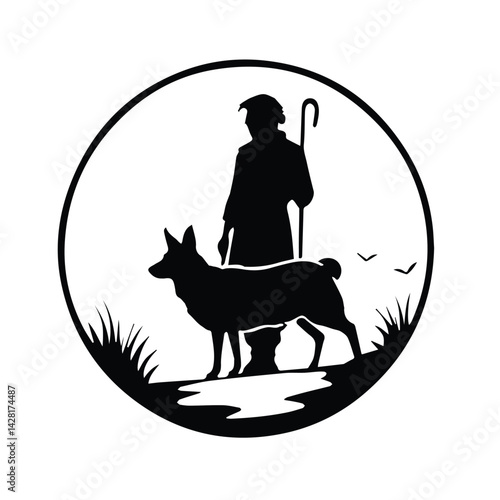 black silhouette logo of a farmer 